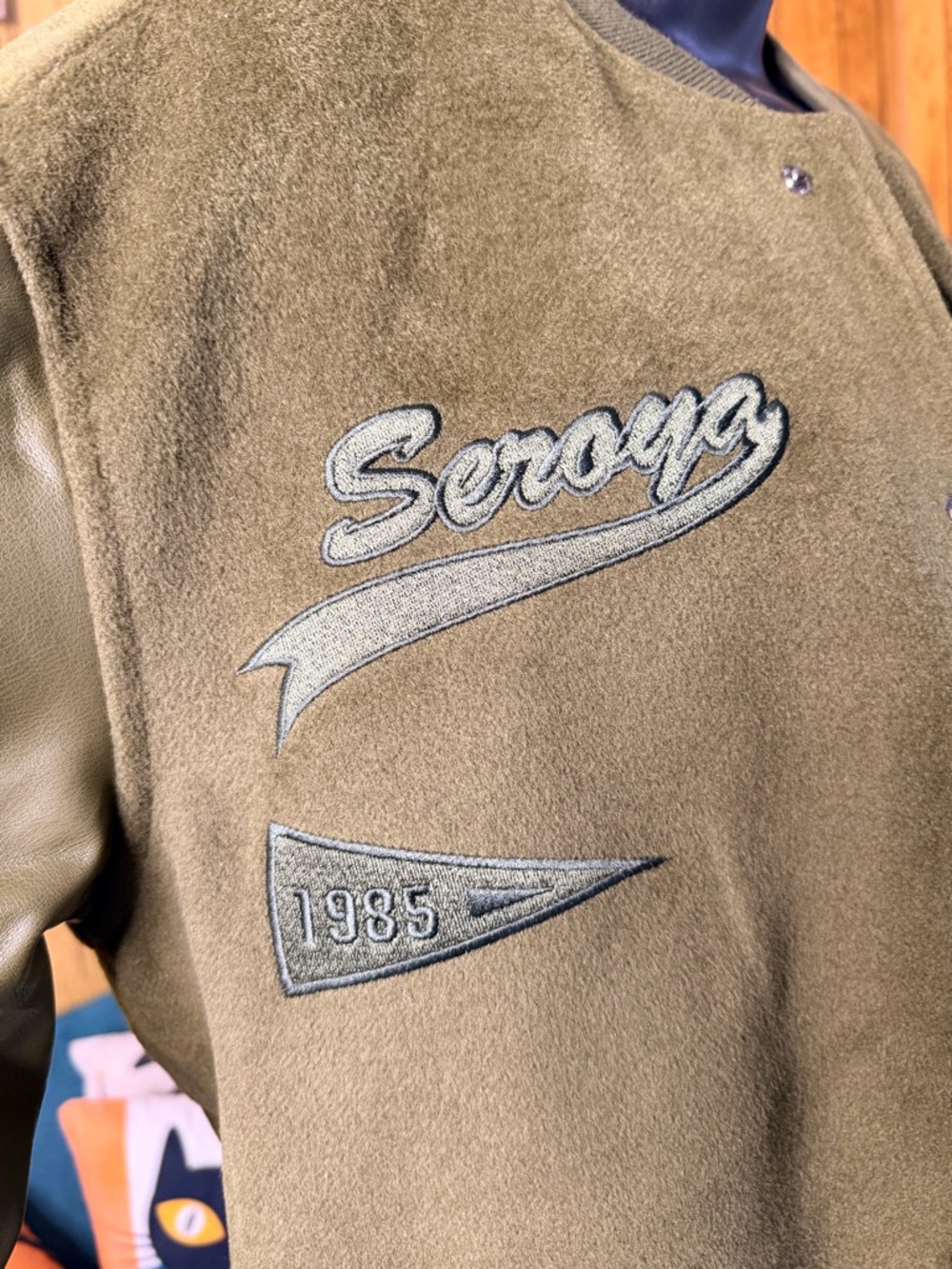 SER.O.YA Malcolm Varsity Bomber Jacket with Leather Sleeves NWOT - Picture 8 of 16